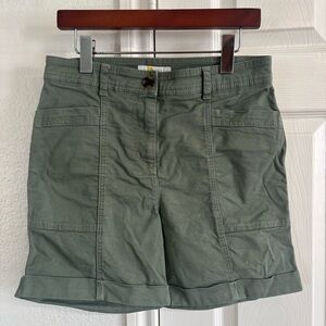 Boden Abingdon Cuff Hem Cargo Chino Shorts Olive Green Size 6